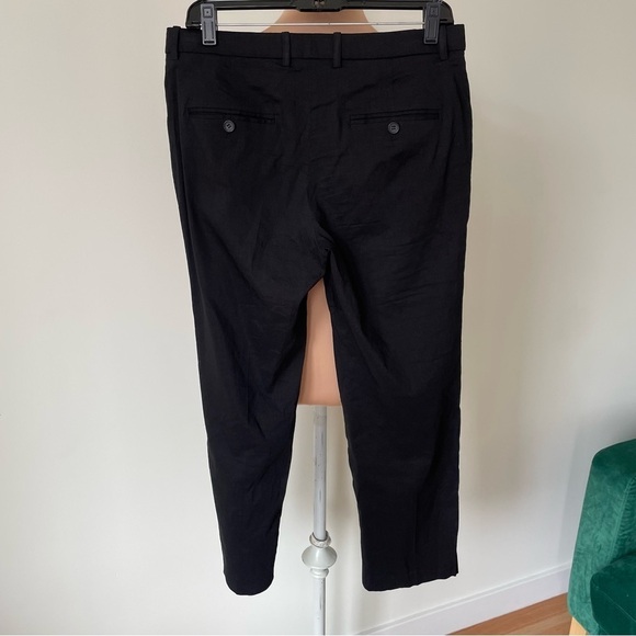 Theory Hartsdale Black Ankle Pants NP Crunch Wash Cropped Trouser EUC Size 4 - Picture 3 of 7